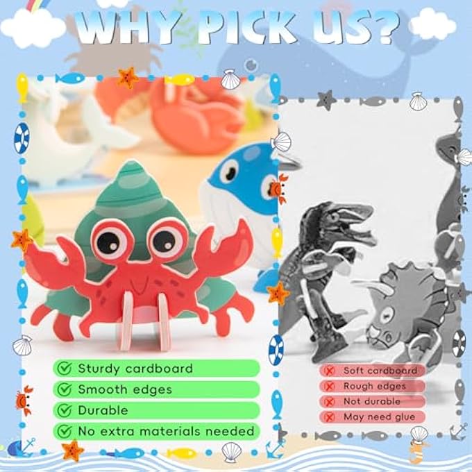 3D PUZZLES FOR TEEN, 25 PCS EDUCATIONAL CARTOON 3D PUZZLE KIT, ENGAGING 3-D PUZZLES SET FOR TEENAGERS CONSTRUCTIBLE, IDEAL FUN ART CRAFTS BIRTHDAY FOR ADOLESCENTS, OCEAN THEMED - Image 4